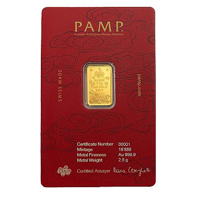PAMP Lucky Cat 2.5g Gold Bar