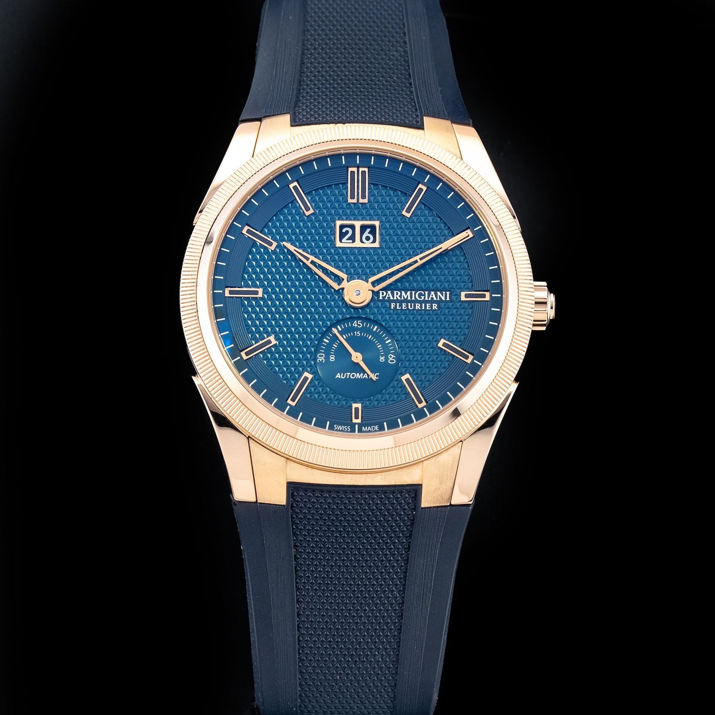 Parmigiani Fleurier PFC910-1500340-X03182 Tonda GT Small Seconds Blue Guilloche Dial 18k Rose Gold