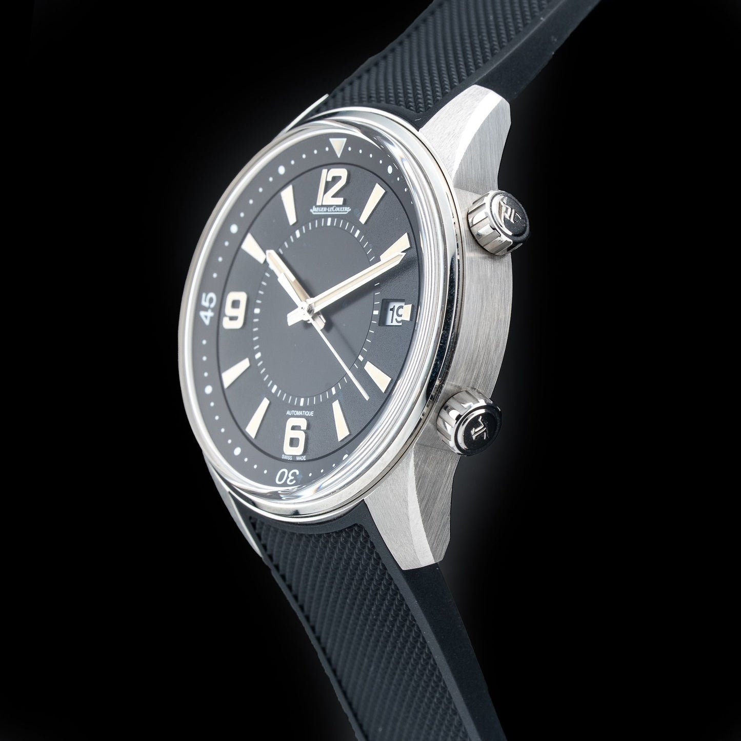 Jaeger LeCoultre Polaris Date Automatic Black Dial Men's Rubber Watch Q9068670