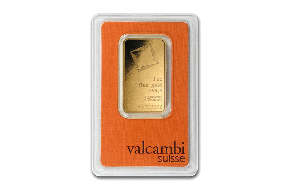Valcambi Suisse 1 oz Gold Bars (w/ assay)