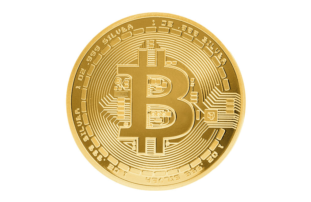 1 oz Silver Gold Plated Bitcoin Round