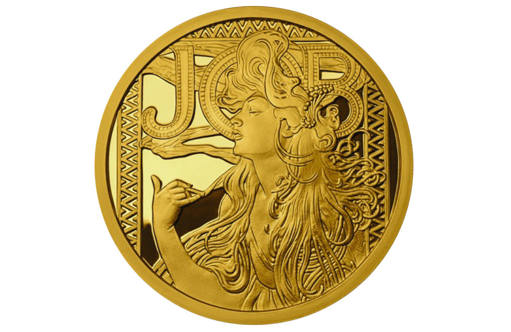 Buy 1 oz Silver Mucha JOB Gold Plated Proof Round