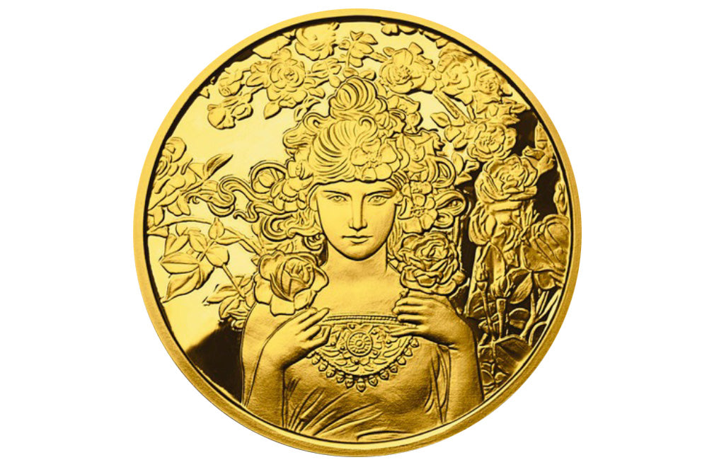 Buy 1 oz Silver Mucha Rose Gold Plated Proof Round