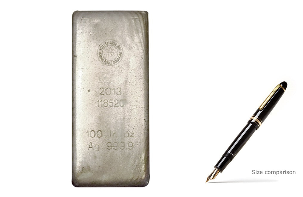 100 oz Silver Bars - Royal Canadian Mint (Previous Design) .9999 pure