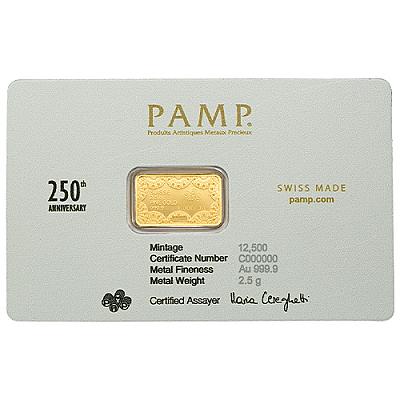 PAMP Suisse 250th Anniversary of the USA Heraldic Eagle 2.5g Gold Bar