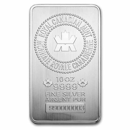 10 oz Silver Bar - Royal Canadian Mint (.9999 Fine, New Style)