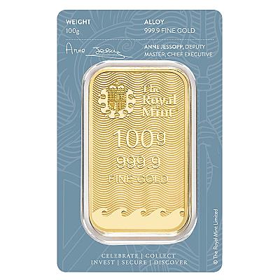 The Royal Mint 100 Gram Britannia Gold Bar