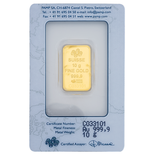 10 Gm PAMP Suisse Gold bar 999.9 Purity