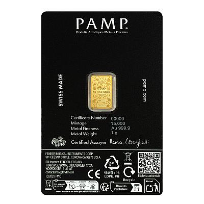 PAMP Suisse Fender 80th Anniversary 1g Gold Bar