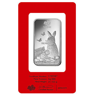 2023 1oz PAMP Lunar Rabbit Silver Bar