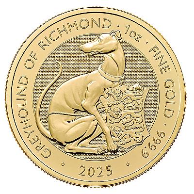 2025 1oz Royal Mint Tudor Beasts Greyhound of Richmond Gold Coin