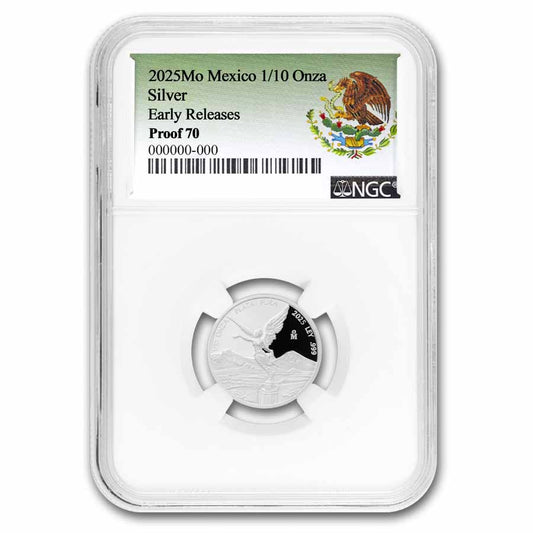 2025 Mexico 1/10 oz Silver Libertad PF-70 NGC (ER, Coat of Arms)