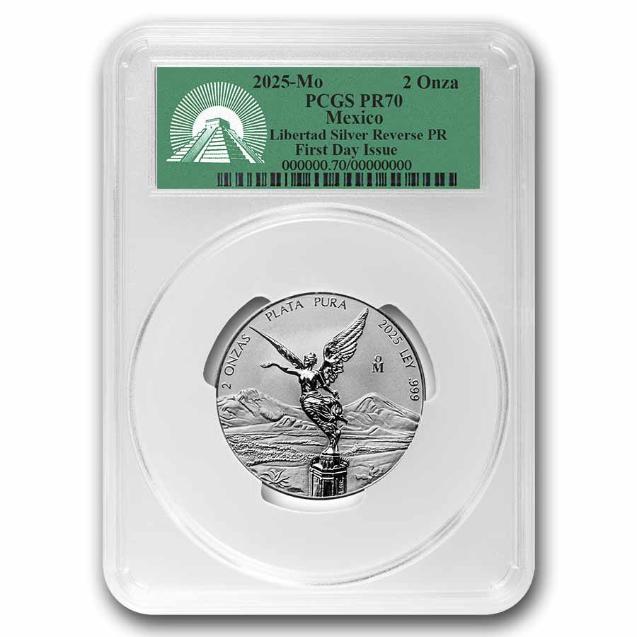 2025 Mexico 2 oz Silver Reverse Proof Libertad PR-70 PCGS (FDI)