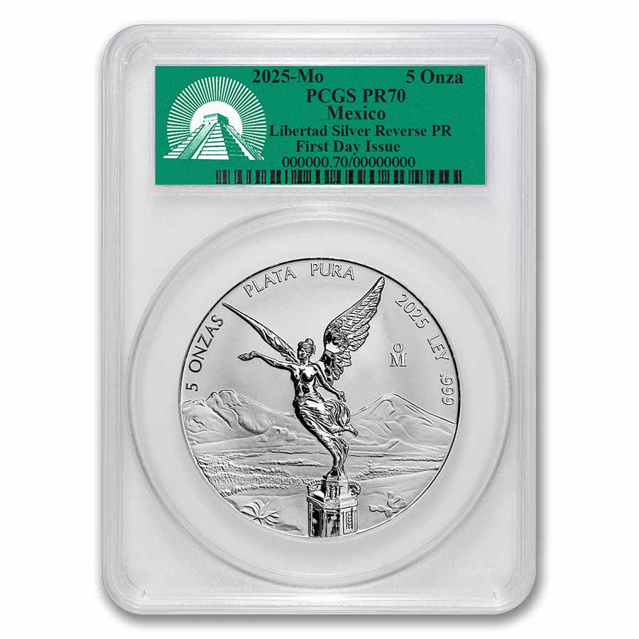 2025 Mexico 5 oz Silver Reverse Proof Libertad PR-70 PCGS (FDI)