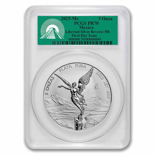 2025 Mexico 5 oz Silver Reverse Proof Libertad PR-70 PCGS (FDI)