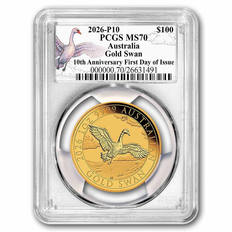2026 AUS 1 oz Gold Swan MS-70 PCGS FDI (Anniversary Swan Label)