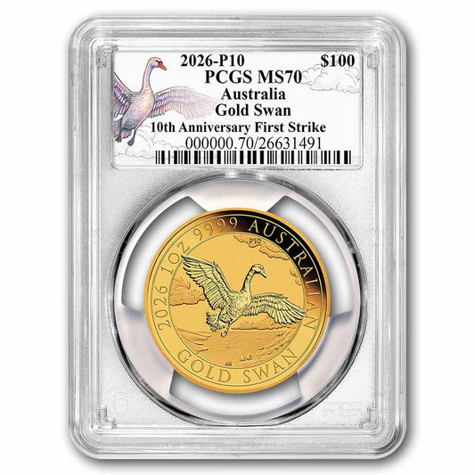 2026 AUS 1 oz Gold Swan MS-70 PCGS FS (Anniversary Swan Label)