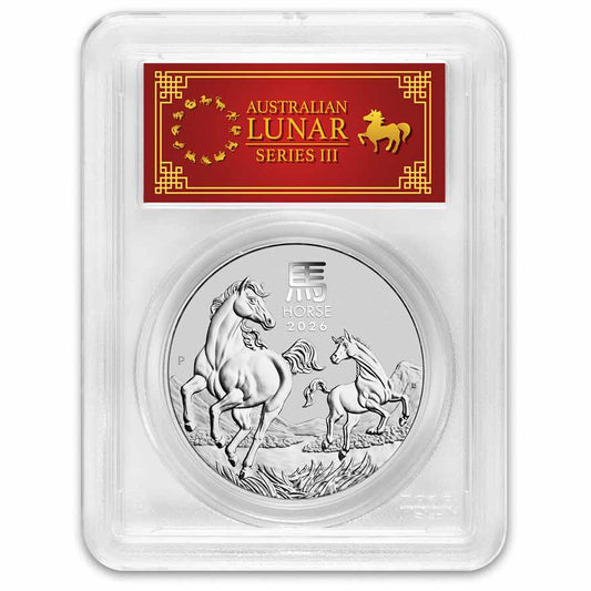 2026 AUS 1 oz Silver Lunar Horse MS-70 PCGS (FS, Red Label)