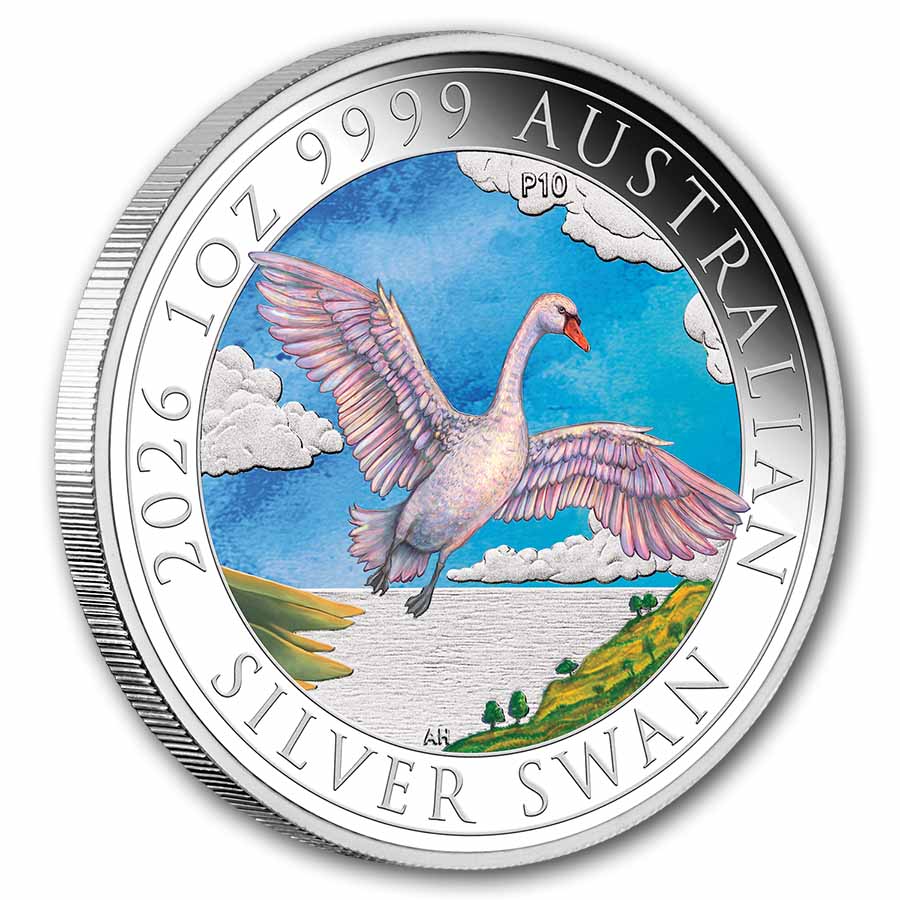 2026 AUS 1 oz Silver Swan Colorized MS-70 PCGS FS Ann. Swan Label
