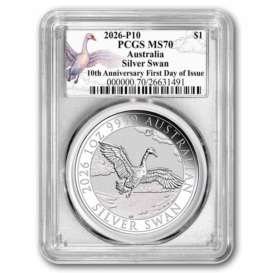 2026 AUS 1 oz Silver Swan MS-70 PCGS FDI (Anniversary Swan Label)