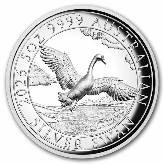 2026 AUS 5 oz Silver 10th Anniversary Swan PF (HR, w/Box & COA)