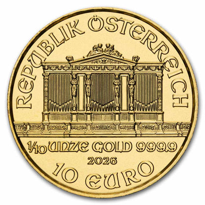 2026 Austria 1/10 oz Gold Philharmonic BU