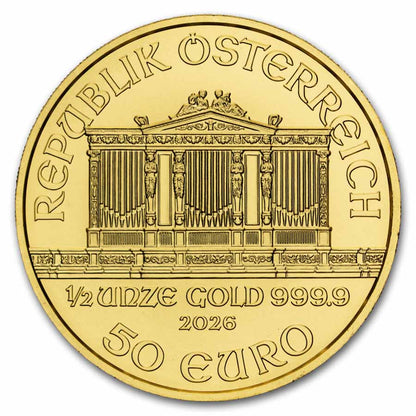 2026 Austria 1/2 oz Gold Philharmonic BU