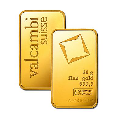 Valcambi Suisse 20 Gram Gold Bar