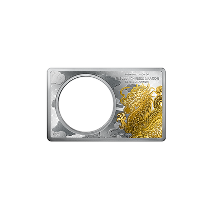 2 + 1oz Silver Chinese Bullion Dragon Coin in Bar Gold Plated