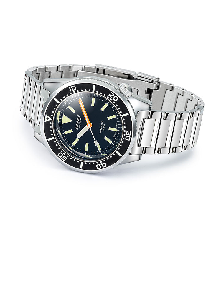 Squale 1521 Militaire Steel Black on Bracelet 1521MIL.SQ20L