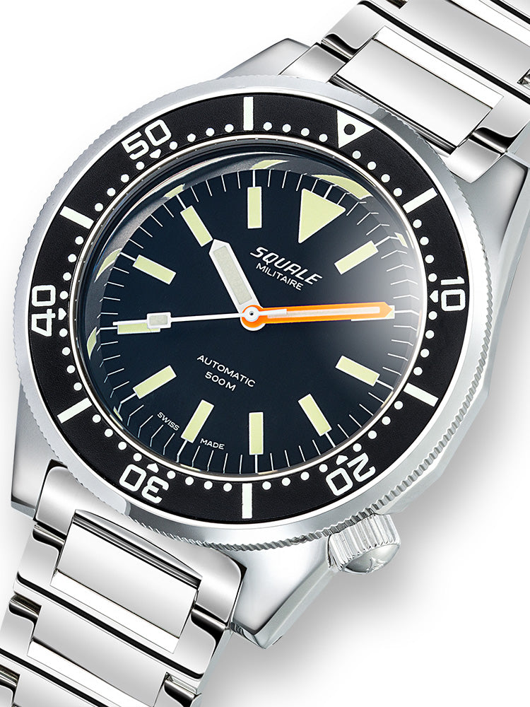 Squale 1521 Militaire Steel Black on Bracelet 1521MIL.SQ20L