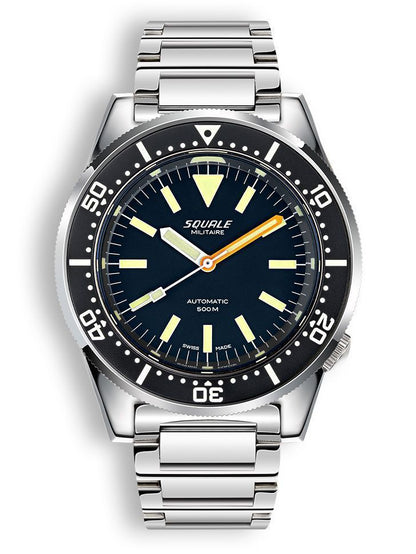 Squale 1521 Militaire Steel Black on Bracelet 1521MIL.SQ20L
