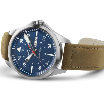 Hamilton H64655941 Khaki Aviation Pilot Day Date Auto - Air-Glaciers Edition 42mm