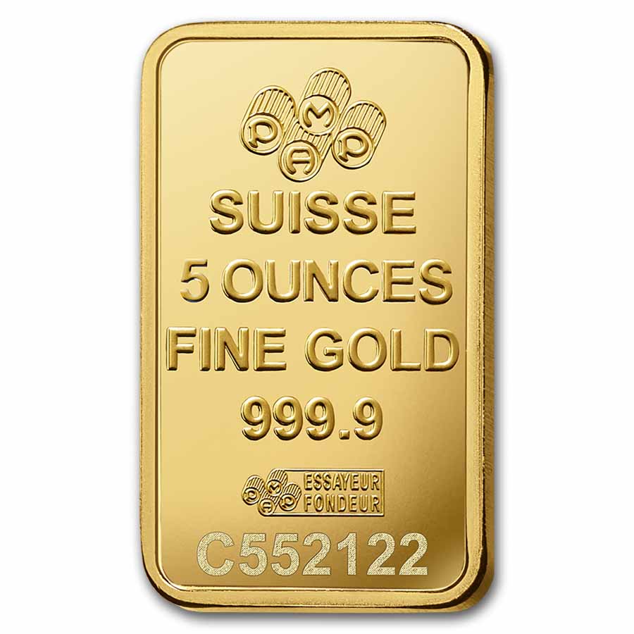 5 oz Gold Bar - PAMP Suisse Lady Fortuna Veriscan® (w/Assay)