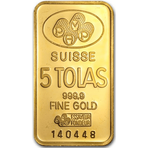 5 Tola PAMP Suisse Gold bar 999.9 Purity