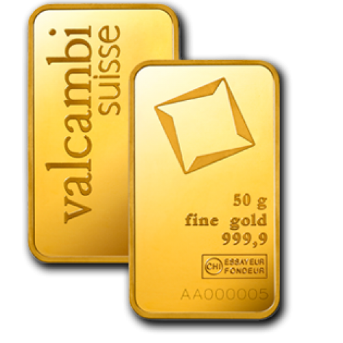 50 Gm Minted Valcambi Gold bar 999.9 Purity