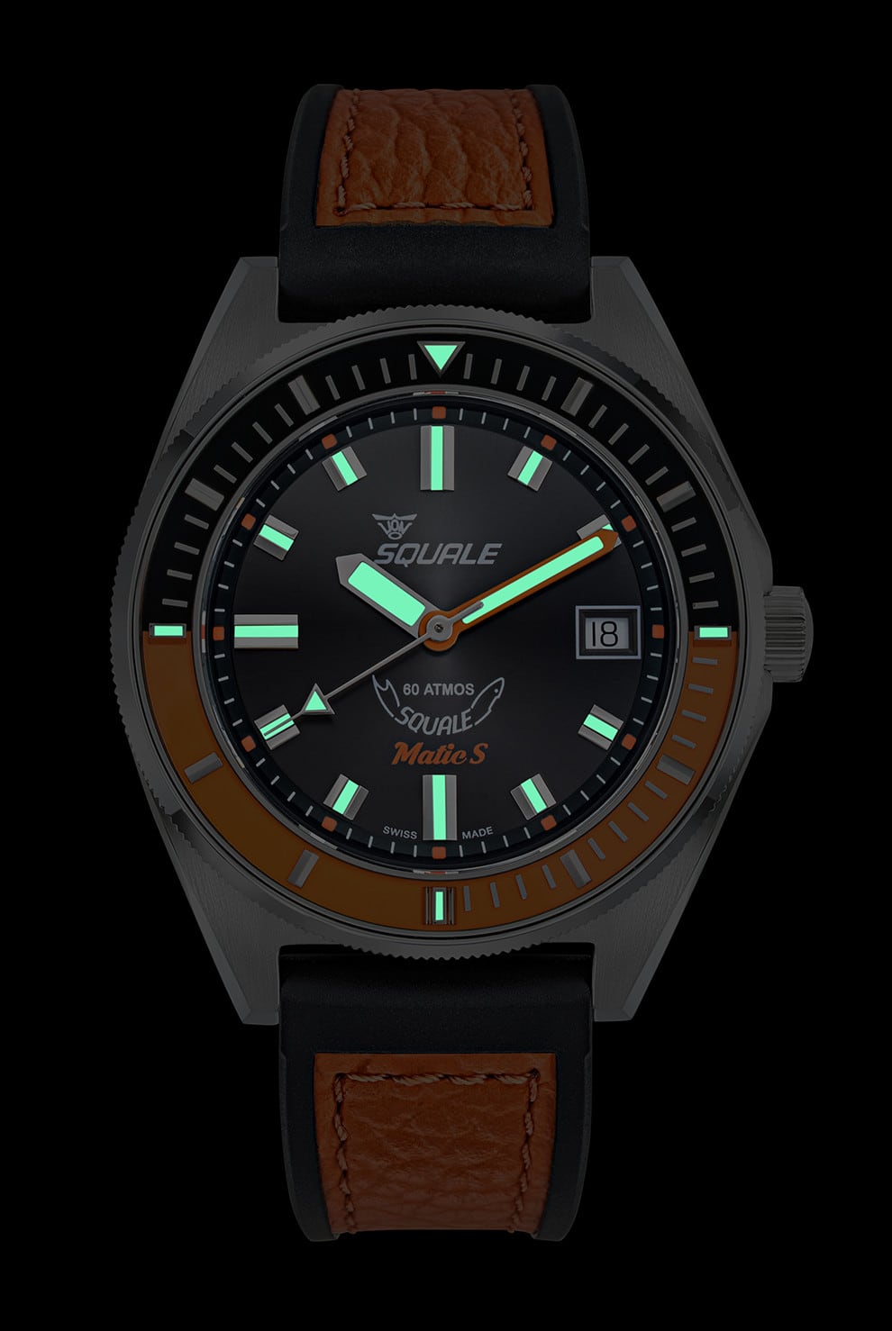Squale MATICBKOBK.RLOR Matic-S Orange HydroLeather