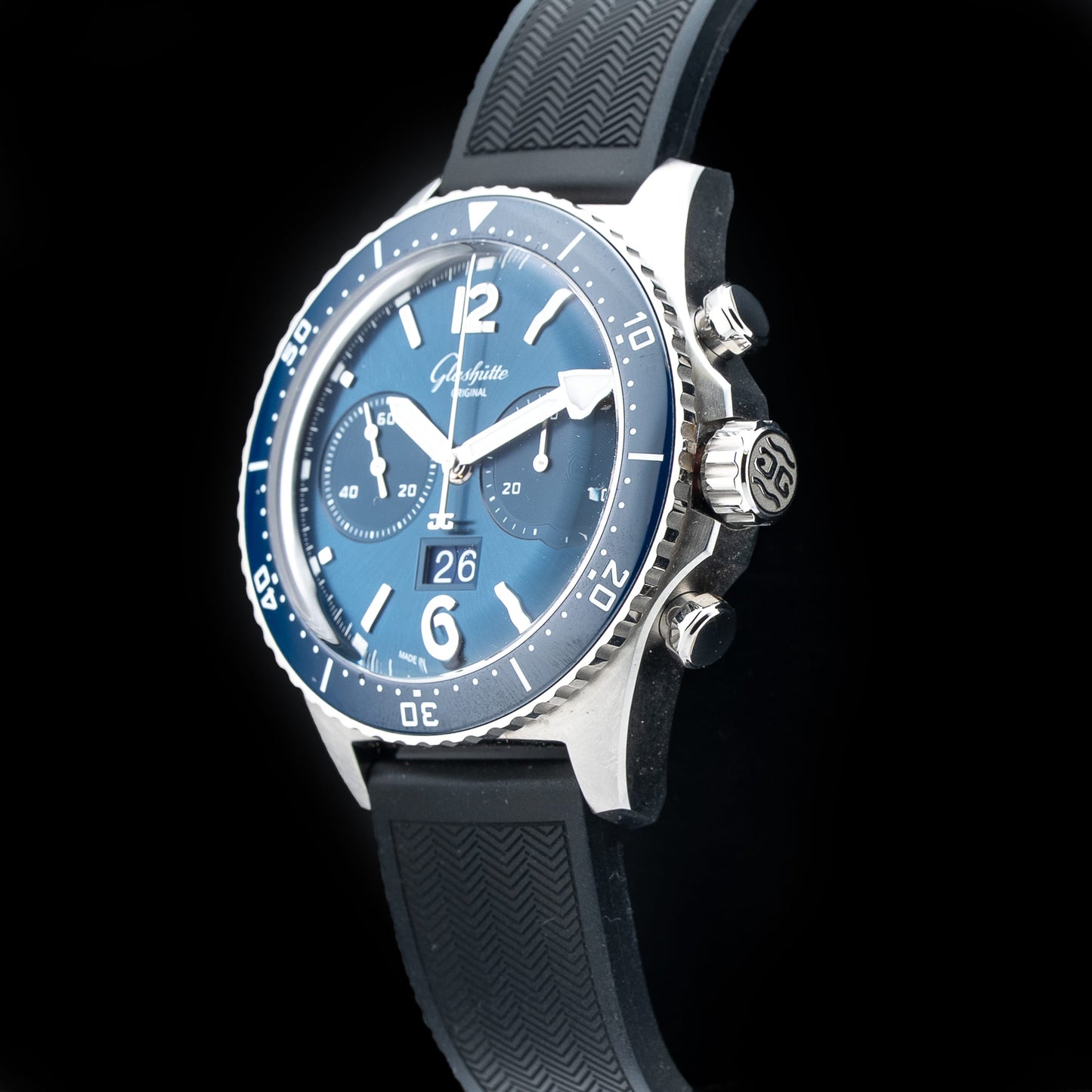 Glashütte Original 1-37-23-02-81-33 SeaQ Chronograph Blue Dial On Rubber Strap