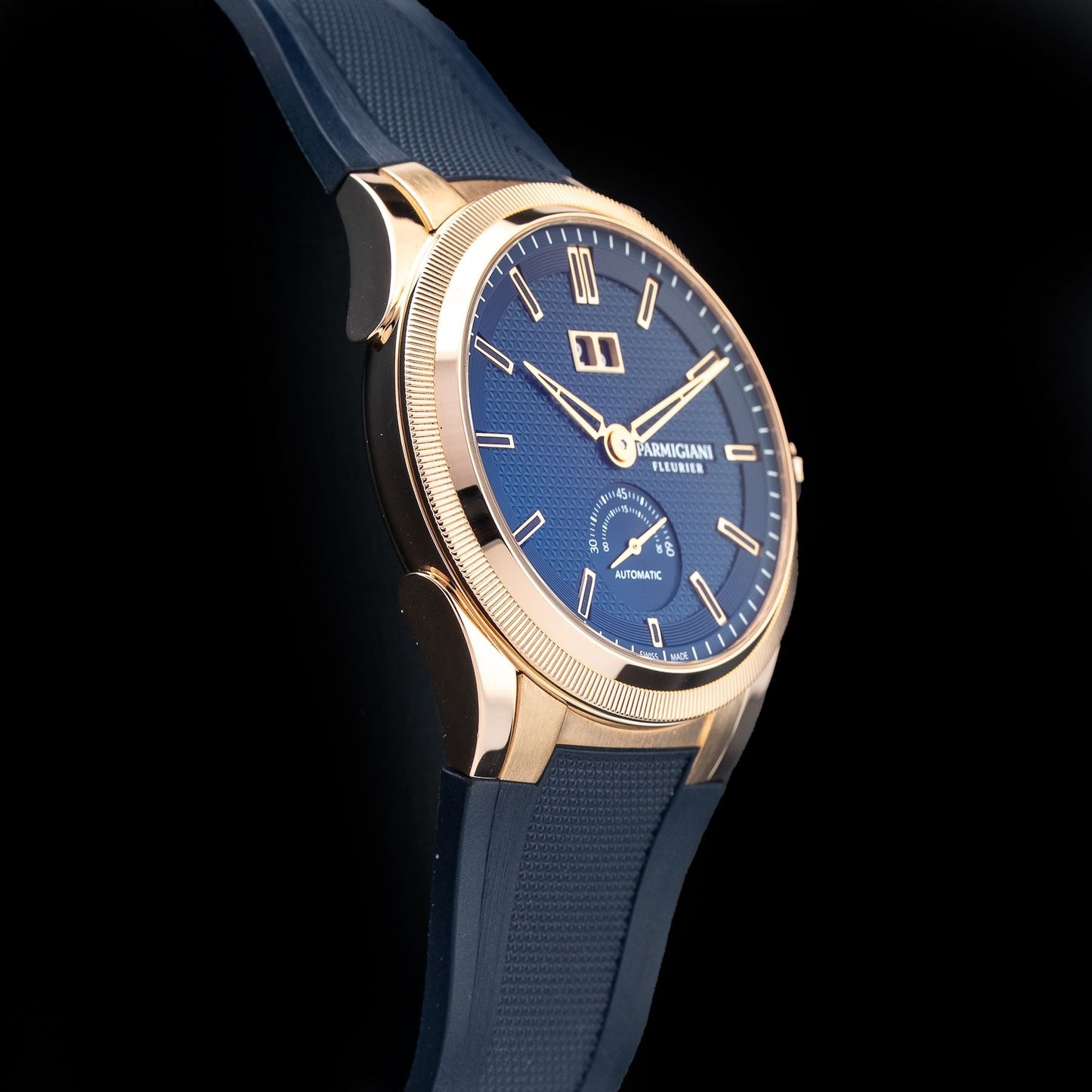 Parmigiani Fleurier PFC910-1500340-X03182 Tonda GT Small Seconds Blue Guilloche Dial 18k Rose Gold