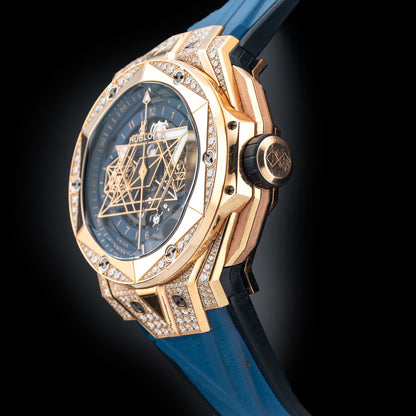 Hublot 418.OX.5108.RX.1604.MXM20 Big Bang Unico Sang Bleu II King Gold Blue Pavé