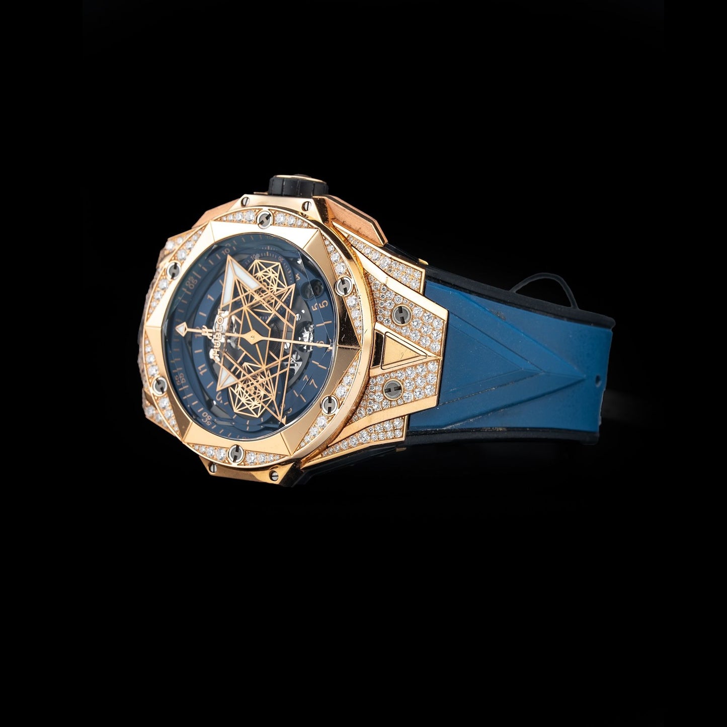 Hublot 418.OX.5108.RX.1604.MXM20 Big Bang Unico Sang Bleu II King Gold Blue Pavé