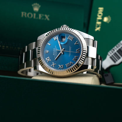 Rolex Datejust 41 Blue Roman Dial Fluted Bezel M126334-0025