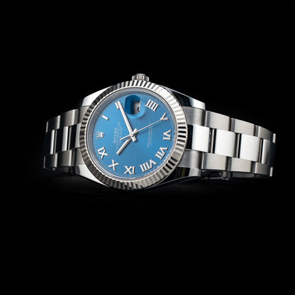 Rolex Datejust 41 Blue Roman Dial Fluted Bezel M126334-0025