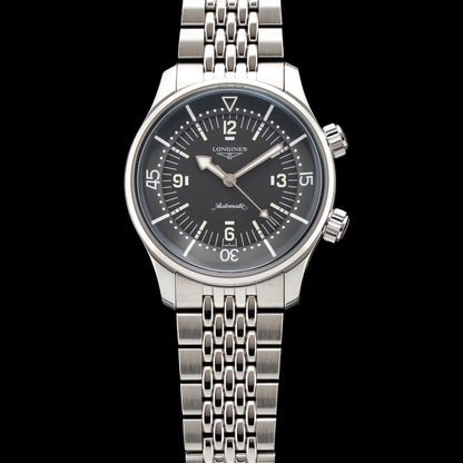 Longines L3.764.4.99.6 Legend Diver Grey Dial on Bracelet