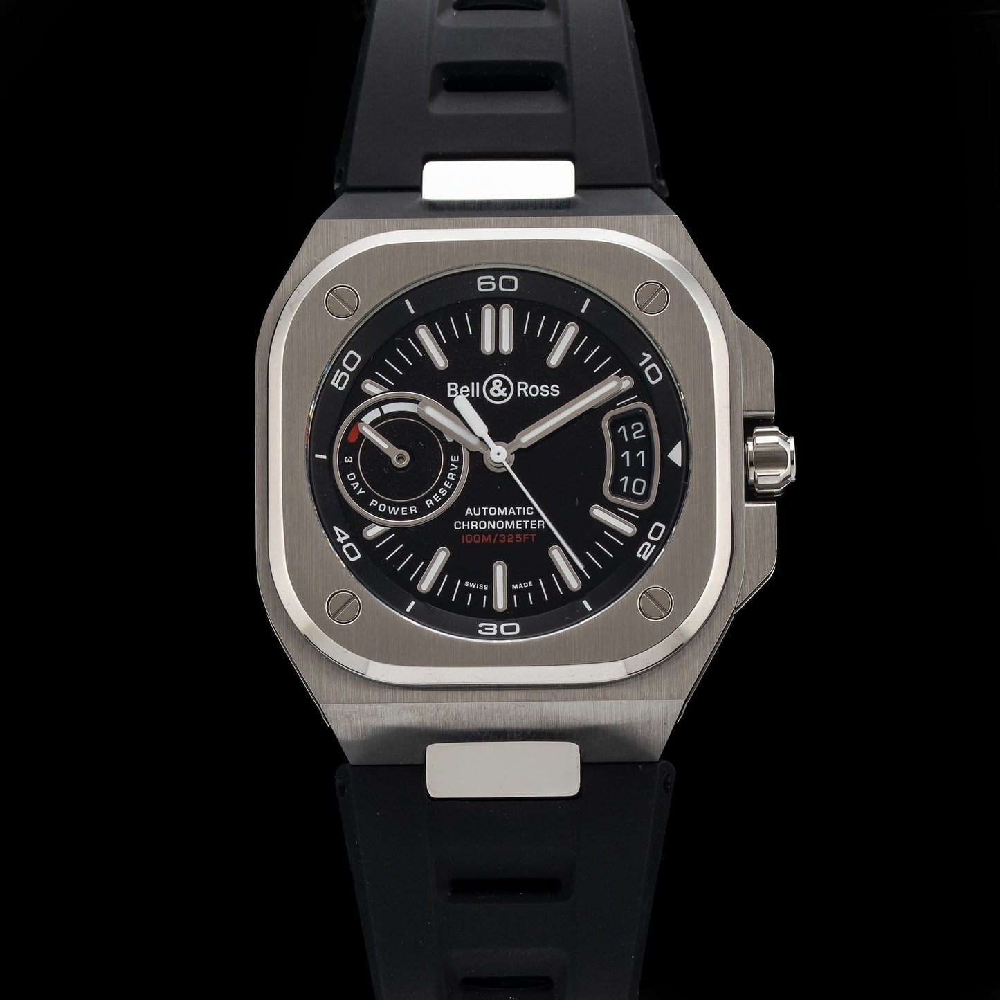 Bell & Ross BR-X5 Black on Rubber Strap BRX5R-BL-ST\/SRB