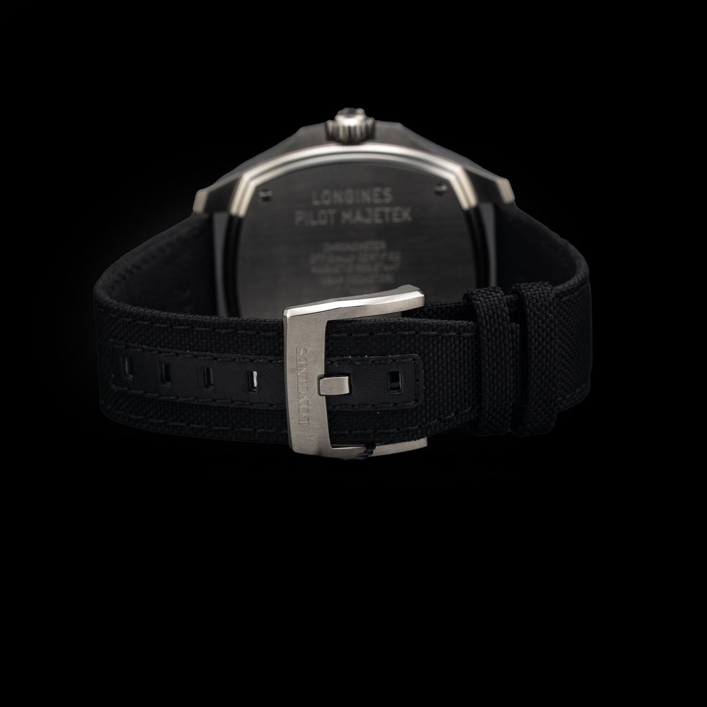 Longines L2.838.1.53.2 Pilot Majetek Black Dial on Strap