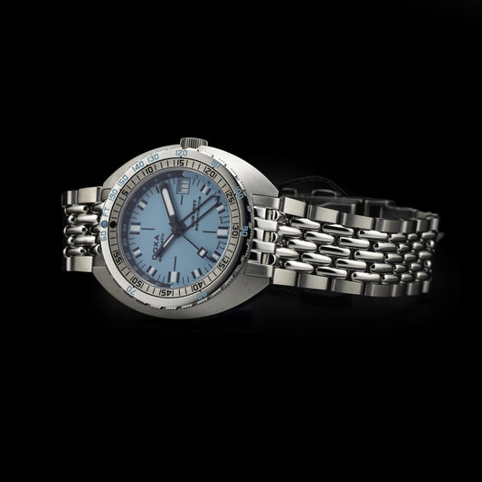 DOXA 855.10.241.10 SUB 250T GMT Aquamarine On Stainless Steel Bracelet