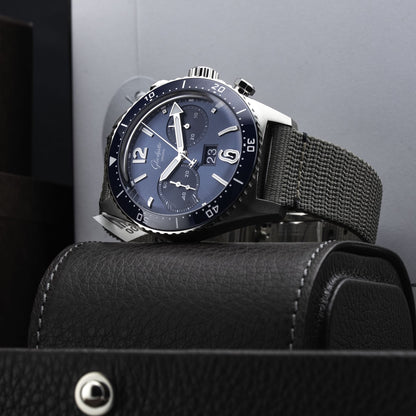 Glash\u00fctte Original SeaQ Chronograph Blue Dial on Grey Strap 1-37-23-02-81-34