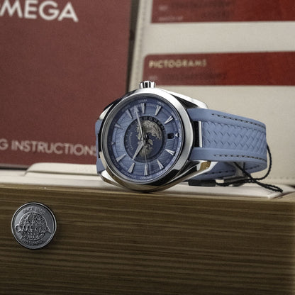 Omega 220.12.43.22.03.002 Seamaster Aqua Terra 150M Worldtimer Summer Blue on Strap