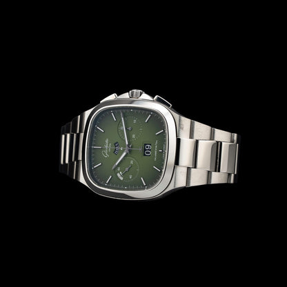 Glash\u00fctte Original Seventies Chronograph Panorama Date Fab Green 1-37-02-09-02-70